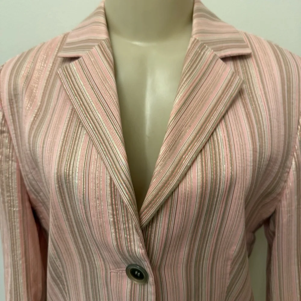 Maison de Bonneterie Blazer 42 Pink Metallic Stripe Amsterdam Designer Jacket